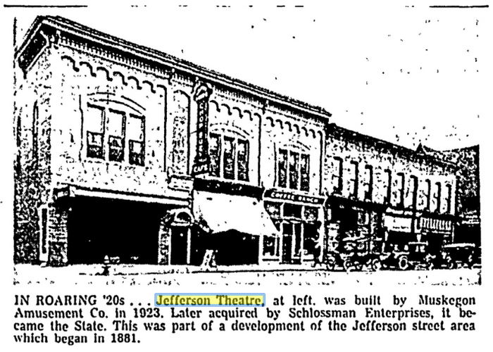 Jan 1960 retrospective State Theatre (Jefferson Theatre), Muskegon